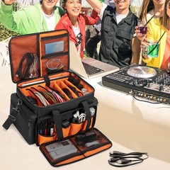 Trunab DJ Cable File Bag with Adjustable Dividers, 15.6“ Laptop Sleeve, Trav…
