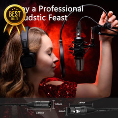 25FT XLR Microphone Cables 6 Pack Gold Plated 3 Pin Multicolor