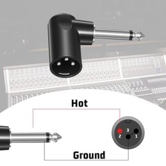 Right Angle Adapter XLR Male to 1/4 TS Female 90 Degree Plug 2 Pack Adjustable
