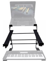 Rockville Dual Shelf Laptop+Controller Stand for Novation LAUNCHKEY 61 Keyboard
