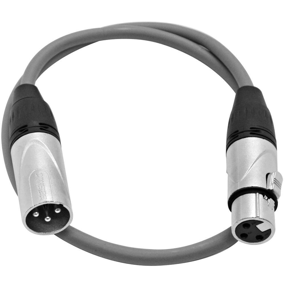 2 Foot Gray XLR to XLR Patch Cable PA/DJ Mic Cord XLRM to XLRF