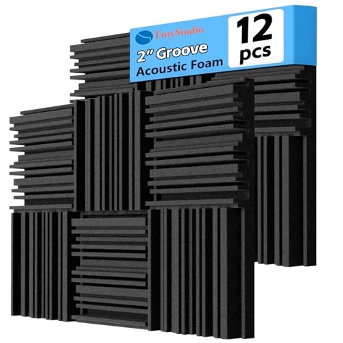 Thick Acoustic Foam Panels, 12 X 12 X 2 Inch 12 Pcs Broadband Sound Absorbing