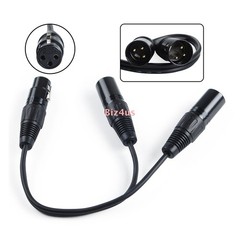 3-Pin XLR Female Jack to Dual 2 Male Plug Y Splitter Mic DJ Cable Adaptor 16AWG