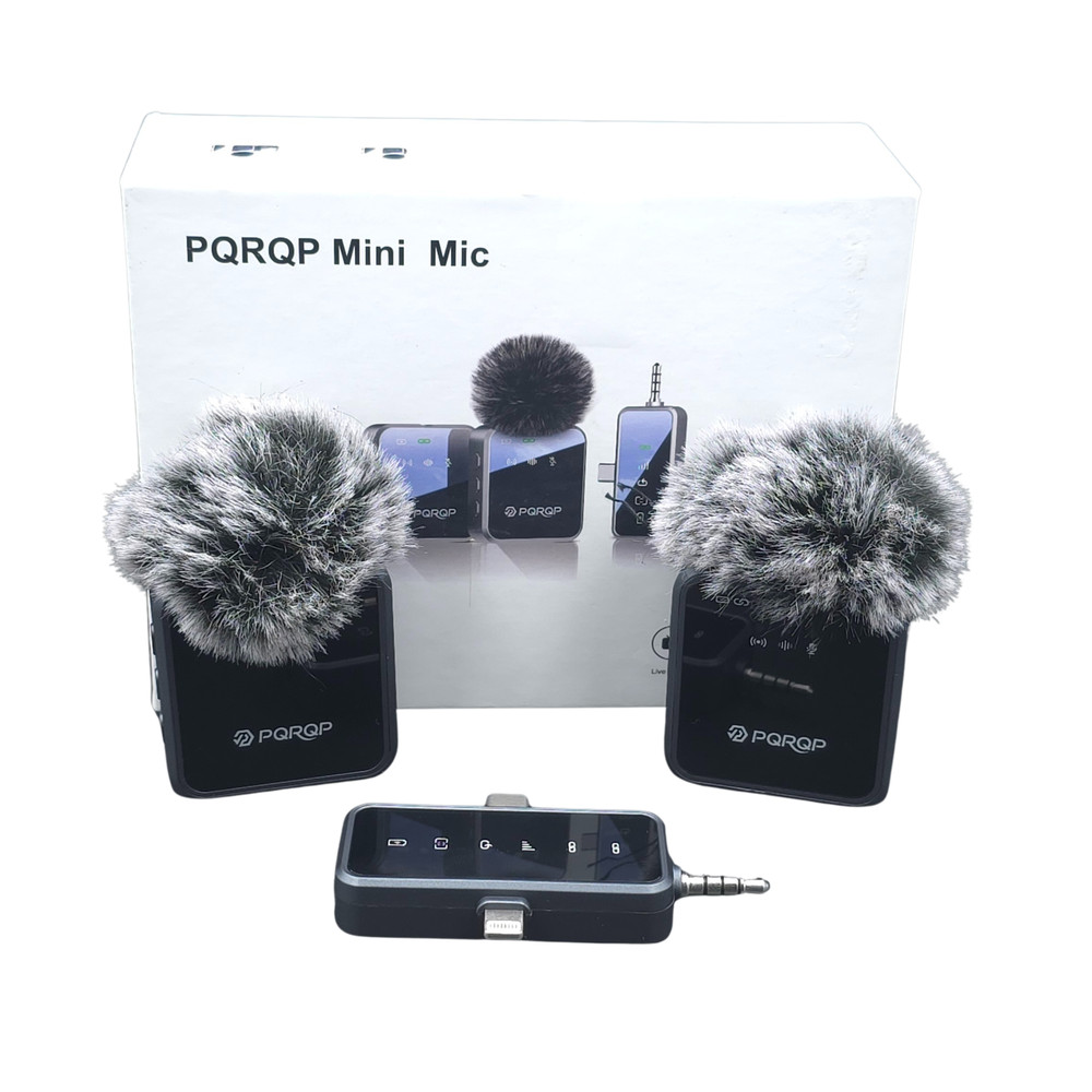 PQRQP GT19 3 in 1 Wireless Lavalier Microphone 2 Mics New