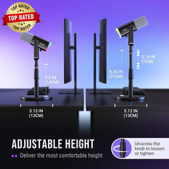 Desktop Microphone Stand, Heavy-Duty Metal Adjustable Table Mic Stand with 5/8″
