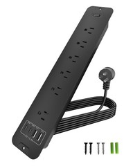 Recessed Power Strip Extension – 10 Outlet Surge Protector with 6 AC – 2 USB-…