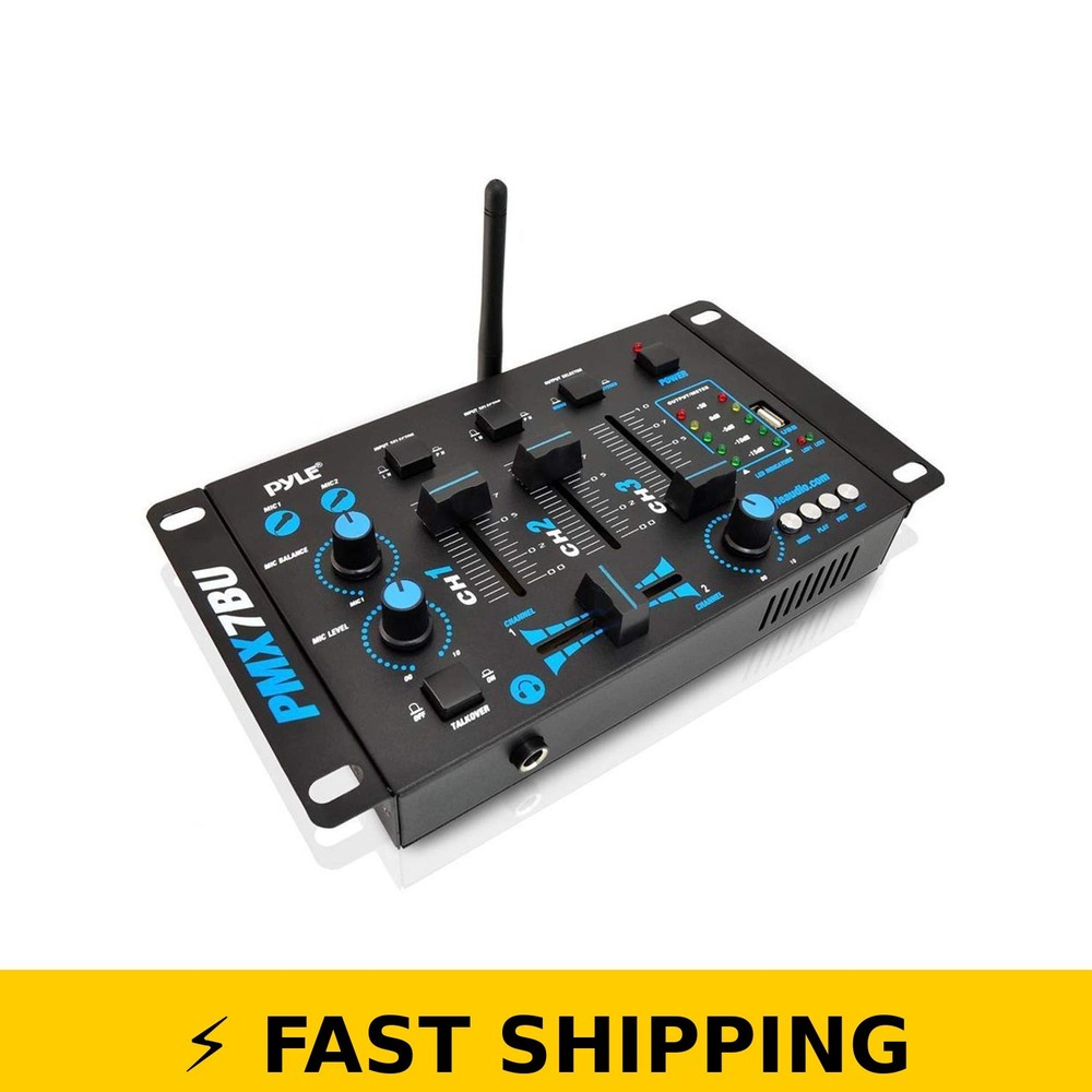 Pyle 3 Channel Bluetooth DJ Mixer Controller – PMX7BU, Black