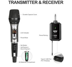 SGPRO Multiple-Purpose Wireless Microphone Set Compact Receiver Mute Function