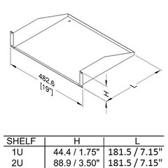 1U 19″ Rack Shelf 7 in Deep (180mm) For A/V Audio, Recording, Computer Network
