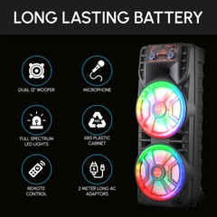 Bluetooth Speaker Dual12“ Subwoofer Karaoke Machine System Loud Audio Party Mic