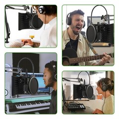 Microphone Isolation Shield, Foldable Mic Sound Absorbing Foam for Condenser Mic