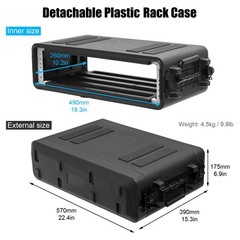 Diandian 2U Rack Case Shallow 11″ Depth, 19″ Space Deep, Black