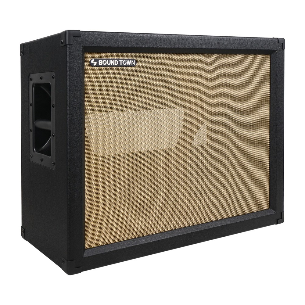 Sound Town 2 x 12″ Empty Open-back Guitar Cabinet Plywood Black (GUC212OBBK-EC)