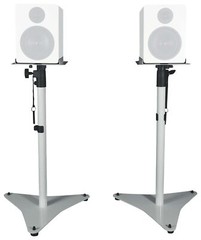 Pair Rockville RVSM5 White Adjustable Studio Monitor Bookshelf Speaker Stands