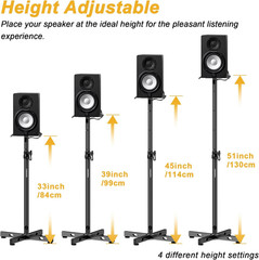 Adjustable Studio Monitor Stands with Cable Management for Optimal Sound