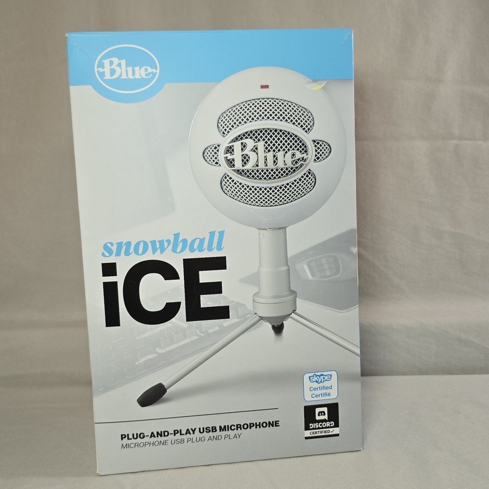 LOGITECH Blue Snowball ICE Plug And Play USB Microphone White Desktop TESTED