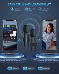 Rillpac Wireless Lavalier Microphones for iphone & Android Recording – 2 mics