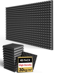 12~48 PACK Acoustic Foam Panel Wedge Studio Soundproofing Wall Tiles 12″X12″X2″