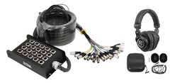 On-Stage SNK16450V2 16-Ch. 50 ft. XLR Snake Cable, 4-Return, 100% OFC+Headphones