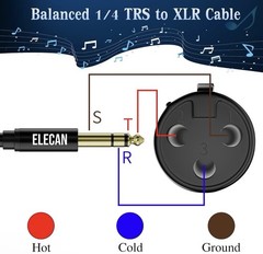 Elecan 6.35mm (1/4 in) TRS Male To XLR Female 50 Ft. Pro Cable (Cable Only)