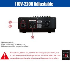 Pro Power Mixer 2000W 10 Channel Audio Mixing Amplifier 16 DSP w/ USB 110-220V