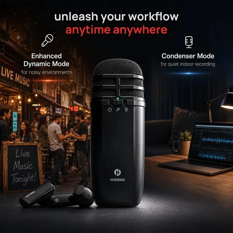 HISONG AirStudio S1 Mobile Recording System – New Wireless Microphone 6 IN 1