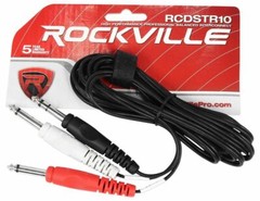 New Rockville RCDSTR10B 10′ 1/4″ TRS to Dual 1/4″ TS Y-Cable 100% Copper