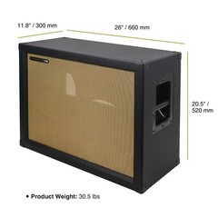 Sound Town 2 x 12″ Empty Open-back Guitar Cabinet Plywood Black (GUC212OBBK-EC)
