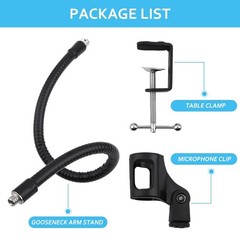 Microphone Arm Stand, 360 Degree Flexible Gooseneck Desktop Mic Stands Holder…