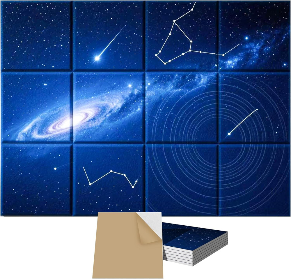 12 Pack Art Acoustic Panels, Self-Adhesive Sound Absorbing Wall Panels, 48″×36″