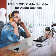 Meloaudio USB C MIDI Cable, Type C to USB 2.0 MIDI Interface Cable for Midi