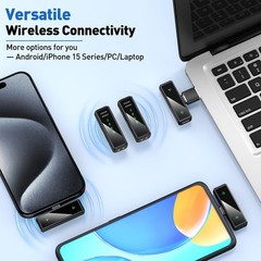 USB C Wireless Lavalier Microphone for Android, PC, Laptop, iPhone 15/16, USB…