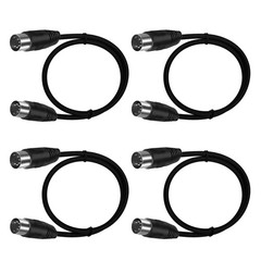 4pcs Oxygen-Free Copper Material MIDI 5-pin Male to Male Connecting Cable Black