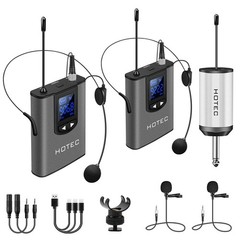 Wireless System With Dual Headset Microphones/lavalier Lapel Mics And Bodypack T