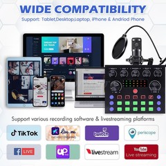 Home Studio Recording Kit Music Podcast Mixer Equipment Condenser Microphone Set