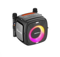 80W Portable Bluetooth Speaker with Two Microphones Volume Control Black