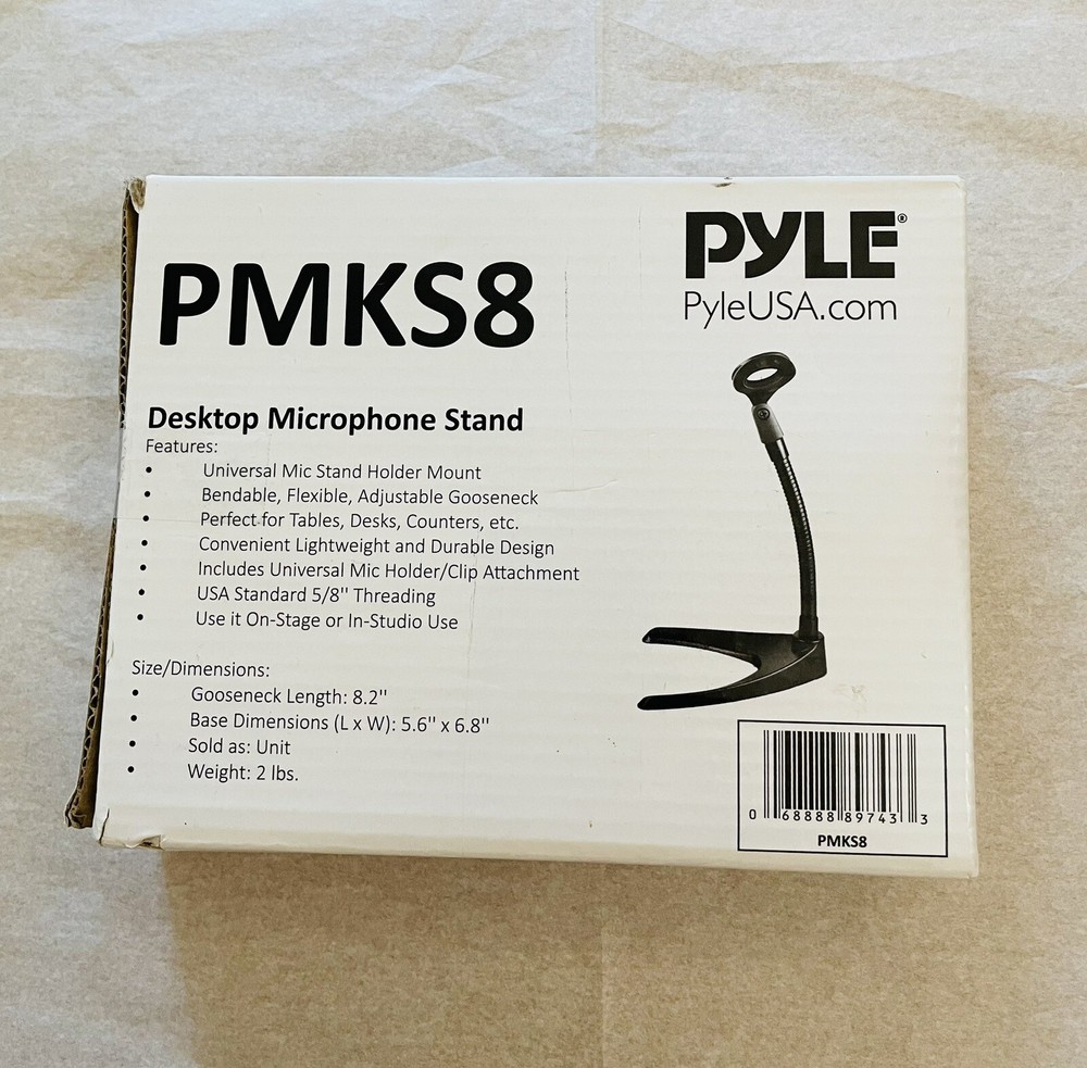 Pyle Desktop Microphone Stand PMKS8 8.2”Gooseneck , Resealed In Box