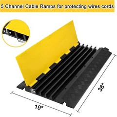 CXRCY Cable Ramp 1 Pk of 5 Channel PVC Rubber Cable Protector for Wire/Hose/Pipe