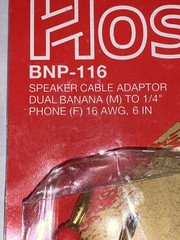NOS USA Made Quality Hosa BNP-116 1/4″ TS Female to Dual Banana Speaker Adapter