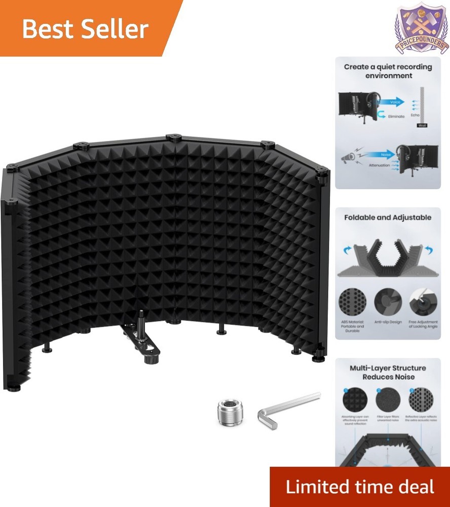 Microphone Isolation Shield – Foldable & Adjustable Sound Insulation