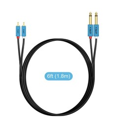 J&D Dual 1/4 inch TS to RCA Stereo Audio Interconnect Cable, 6 Feet