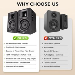 Larksound Active Bookshelf Speakers For Turntable Powered Pc Tv Audio Aluminum