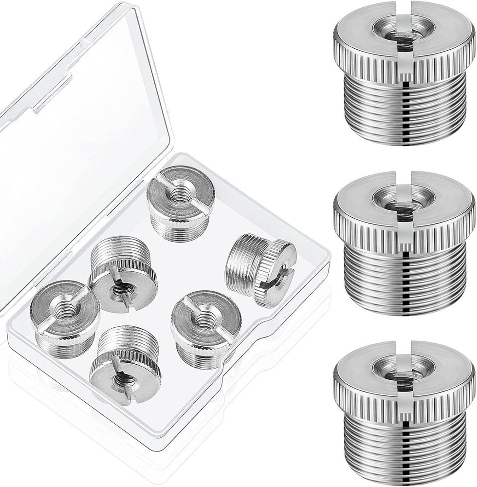 6-Pack 5/8″ Male to 1/4″ Female Mic Screw Adapters for Tripods