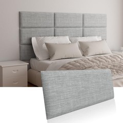 Upholstered Wall Mounted Headboard for Twin in Light Grey, Peel and Stick Wal…