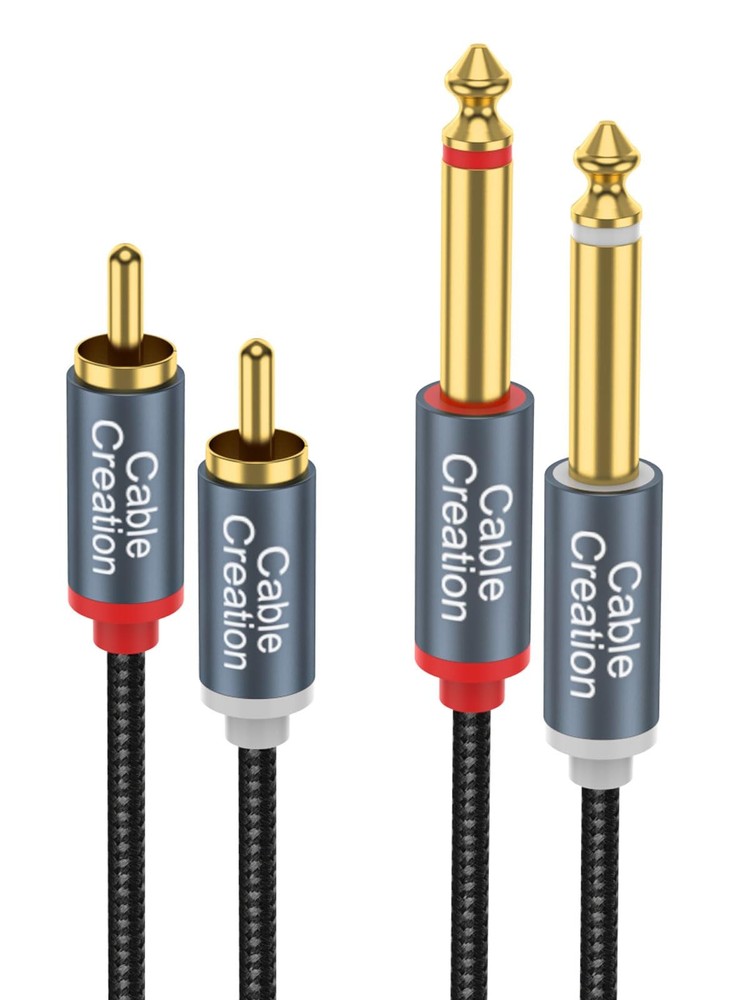 CableCreation RCA to 1/4 Cable, Dual inch TS 3FT, Black