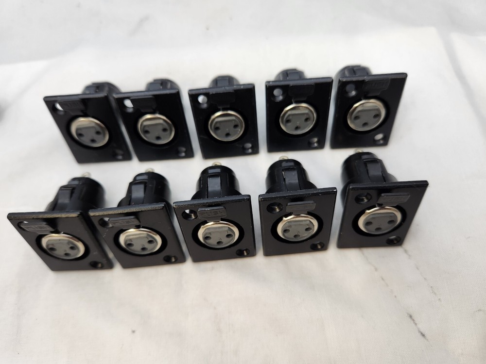 XLR 3-Pin Female Metal Panel Mount Chassis Microphone Jack Audio Connector 10 PK