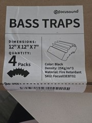 Focusound 4 Pack Bass Traps Corner Acoustic Foam Corner 12″ X 12″ X 7″