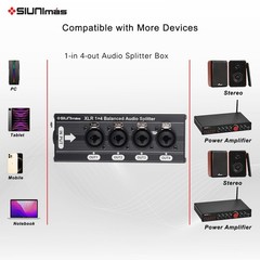 Hotswap 3Pin XLR 1/4″ TS/TRS Combo Connector Splitter Box – 1-in 4-Out Durable A