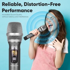 Pyle Dual UHF Wireless Microphone System – Professional 9.8″ X 1.5″, Gray