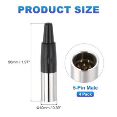 4PCS 5 Pin Male Mini XLR Connector, Mini XLR Jack Adapter Plug, Black